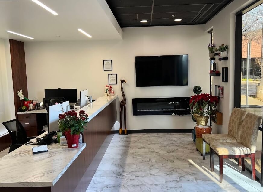 Comfortable patient waiting area at Renaissance Dentistry in Folsom, California